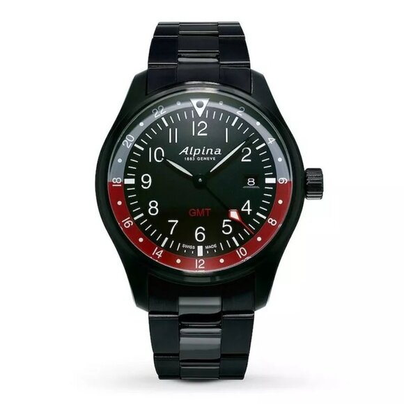 Alpina Men's Startimer Pilot Quartz Black Leather Watch - Picture 1 of 3